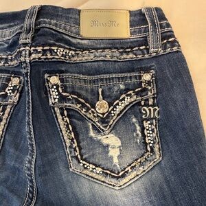 Miss Me Blue Distressed Cropped Jeans